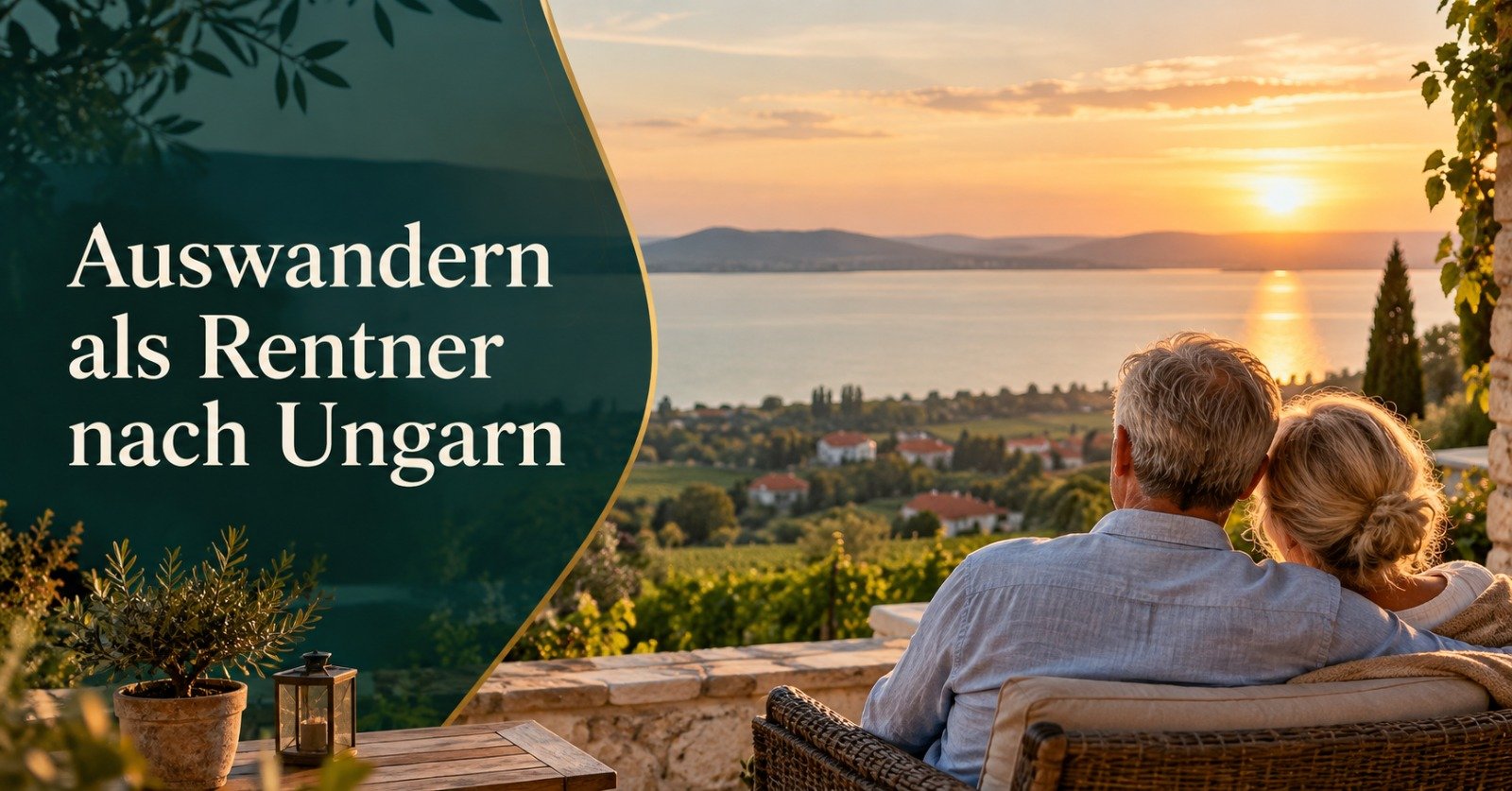 Paar im Ruhestand mit Blick auf den Balaton in Ungarn